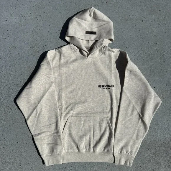 Fear of God Essentials Hoodie Grey Light Oatmeal Size Medium - Picture 1 of 12
